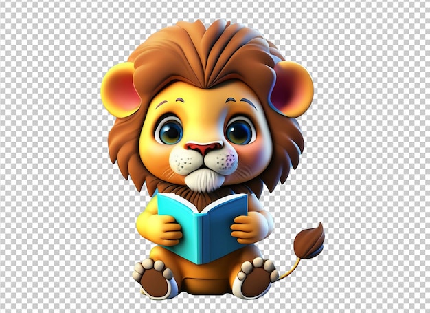 PSD animal 3d que sostiene un libro concepto de regreso a la escuela