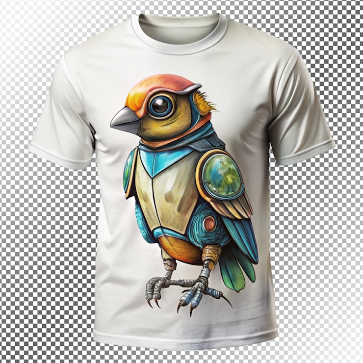 PSD animal bird robot tshirt design on transparent background