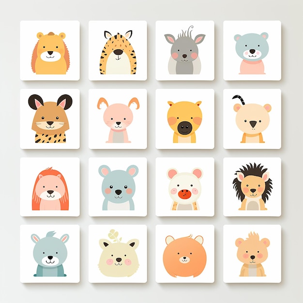 Animal_clipart_sets_white_background_pastel_colors