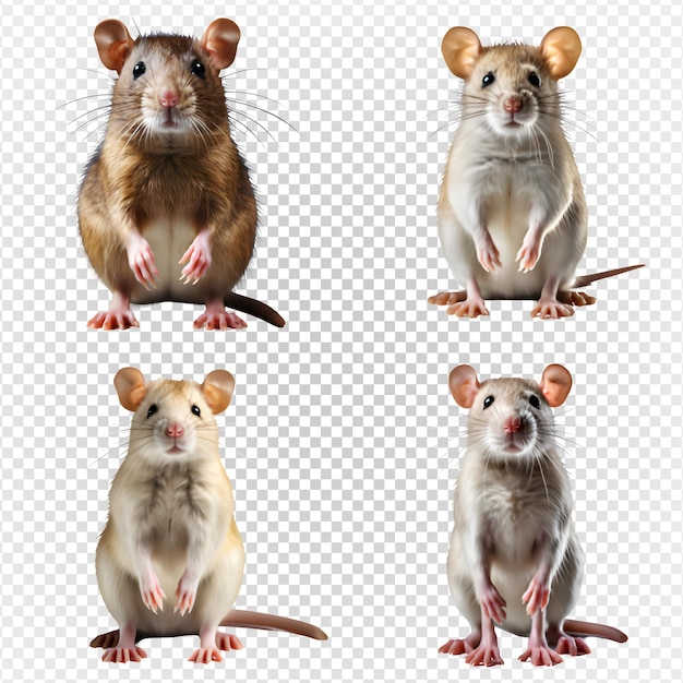 PSD animal de rato isolado em um conjunto de fundo transparente de mouse fofo generativo ai