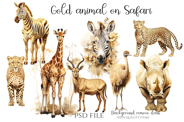 PSD animal dorado en safrai clipart