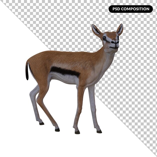 PSD animal gazela isolado 3d