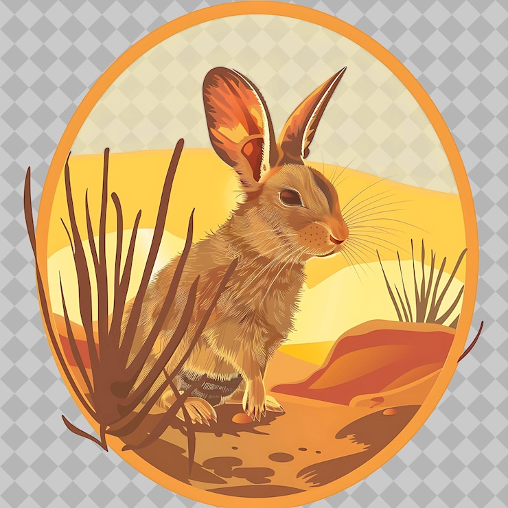 PSD animal jerboa dentro de una silueta dunas ovaladas adornadas con acuarelas de sa png colecciones de vida silvestre