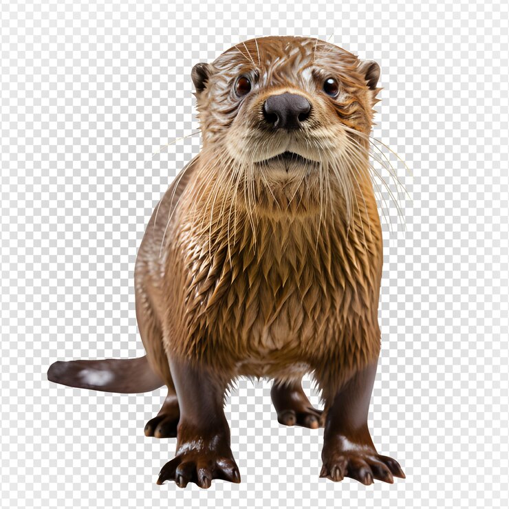 PSD animal de nutria aislado en un fondo transparente castor acuático png generativo ai