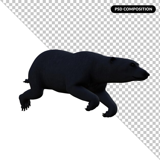 PSD animal oso polar aislado renderizado 3d