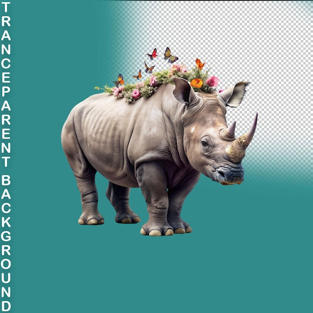 El animal rinoceronte en un fondo transparente