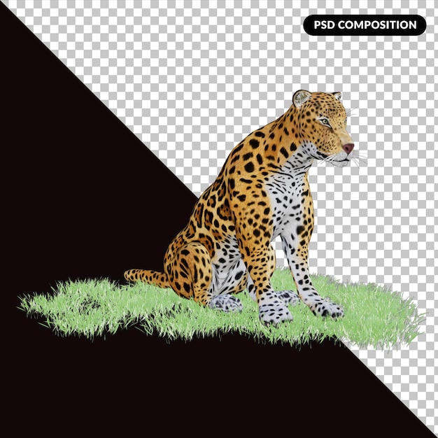 PSD animal sauvage d'illustration de léopard 3d