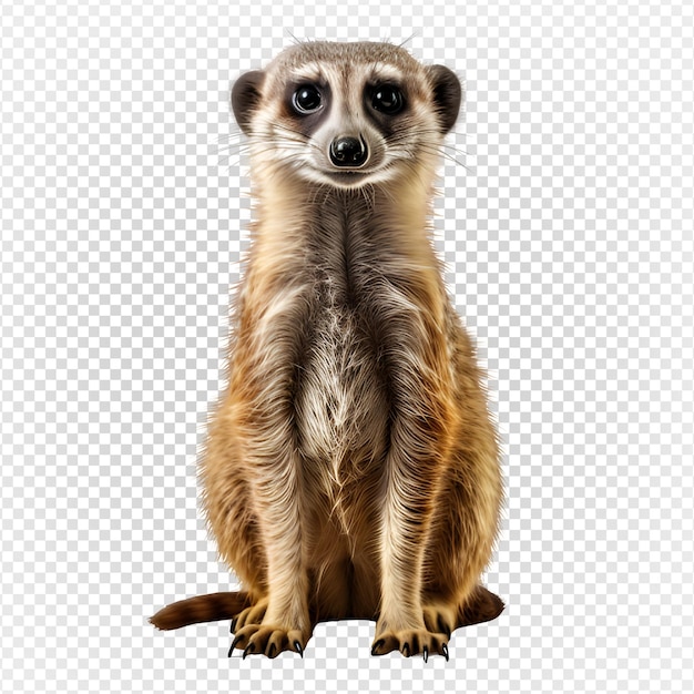 PSD animal de suricate debout isolé sur fond transparent génératif ai