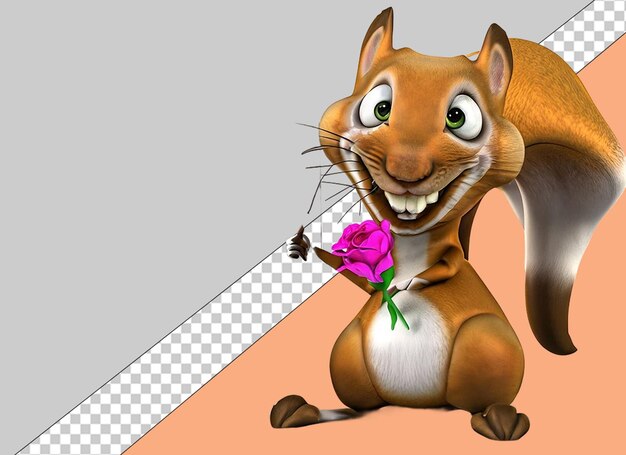 PSD animales caprichosos en 3d celebrando el día de san valentín