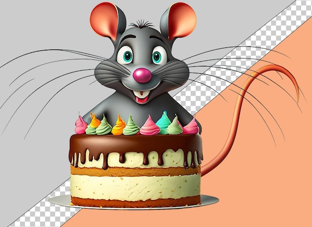 PSD animales caprichosos en 3d celebrando su cumpleaños