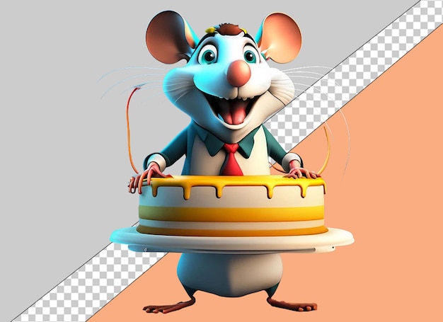 PSD animales caprichosos en 3d celebrando su cumpleaños