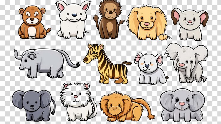 PSD animales de dibujos animados png en fondo transparente