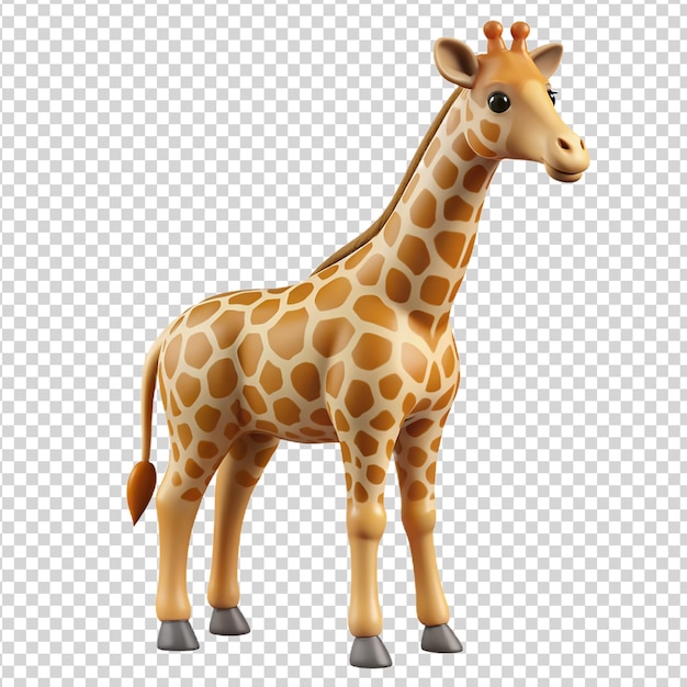 PSD animales de girafa de dibujos animados aislados en un fondo transparente ilustración 3d