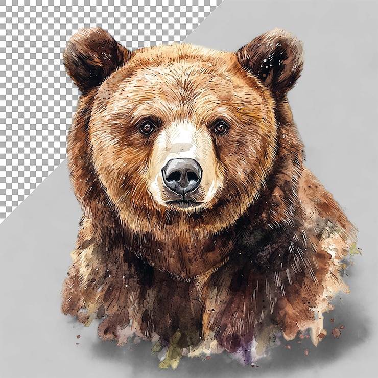 PSD animales con un oso en el fondo transparente