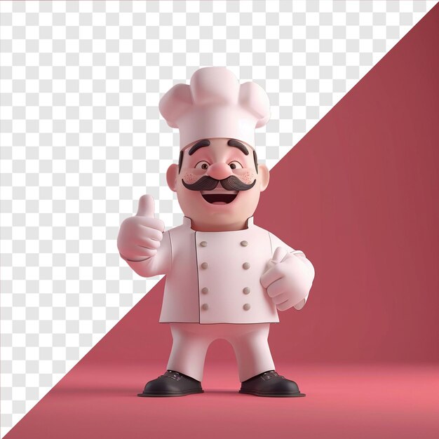 Animation 3D d'un chef sur un fond transparent