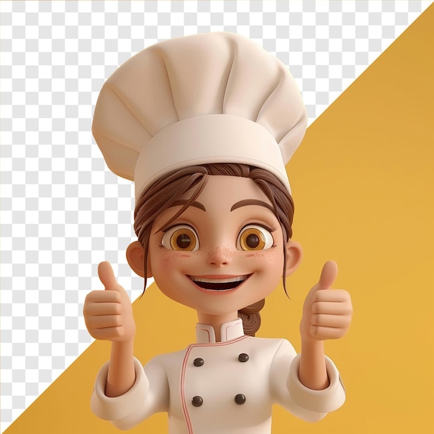 Animation 3D d'un chef sur un fond transparent