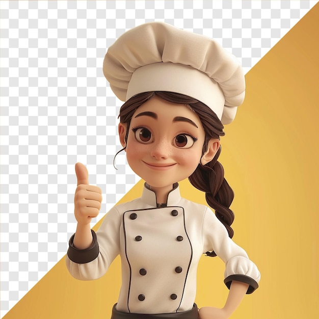 PSD animation 3d d'un chef sur un fond transparent