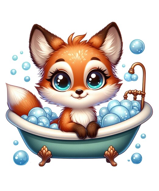 PSD des animaux enjoués dans des bains à bulles