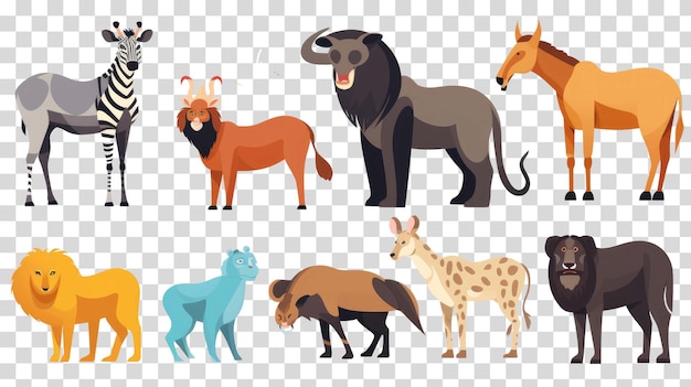 PSD animaux sauvages isolés sur illustration vectorielle fond transparent