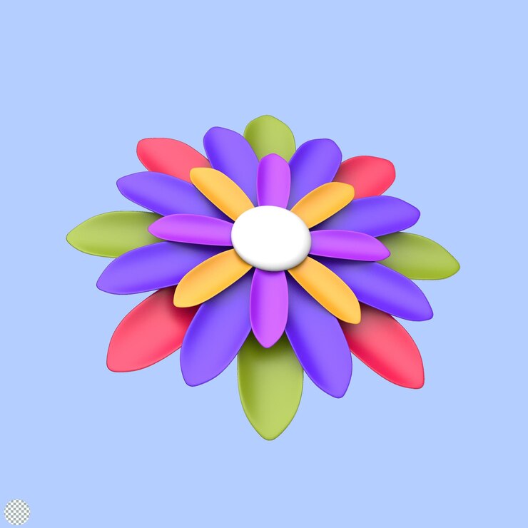 PSD animazione 3d rotante fiore colorato