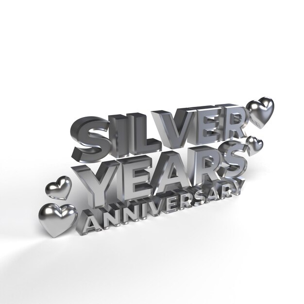 Aniversario de años de plata para San Valentín y la temporada romántica 3D Render