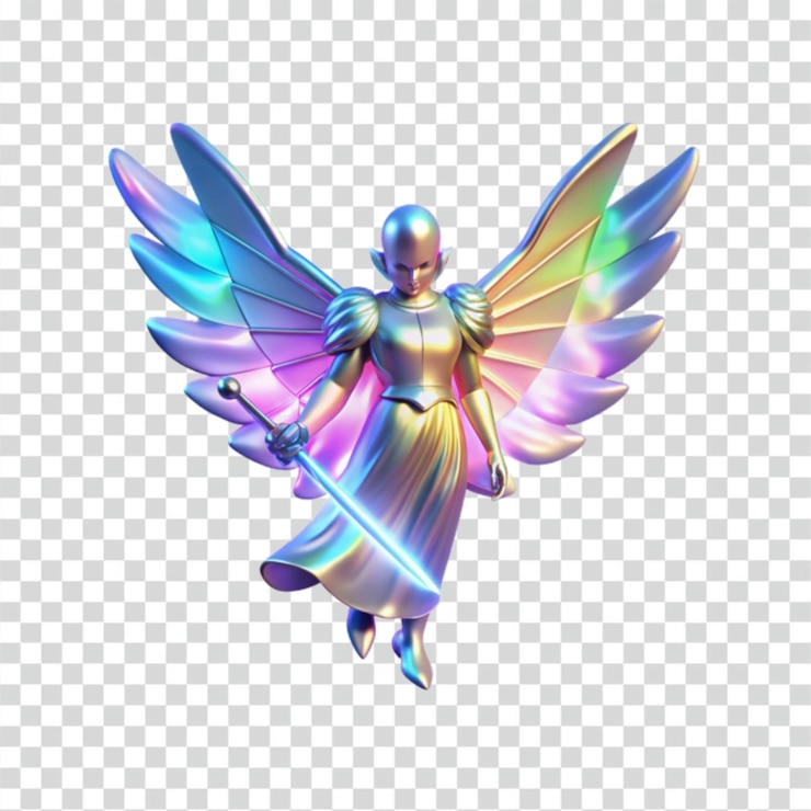 PSD anjo guerreiro iridescente