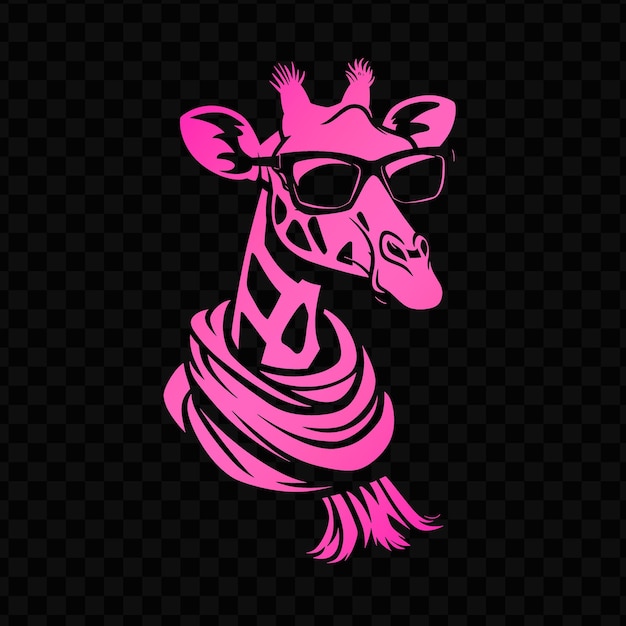 PSD anmutige giraffe maskottchen-logo mit schal und sonnenbrille des psd vector t-shirt tattoo ink art