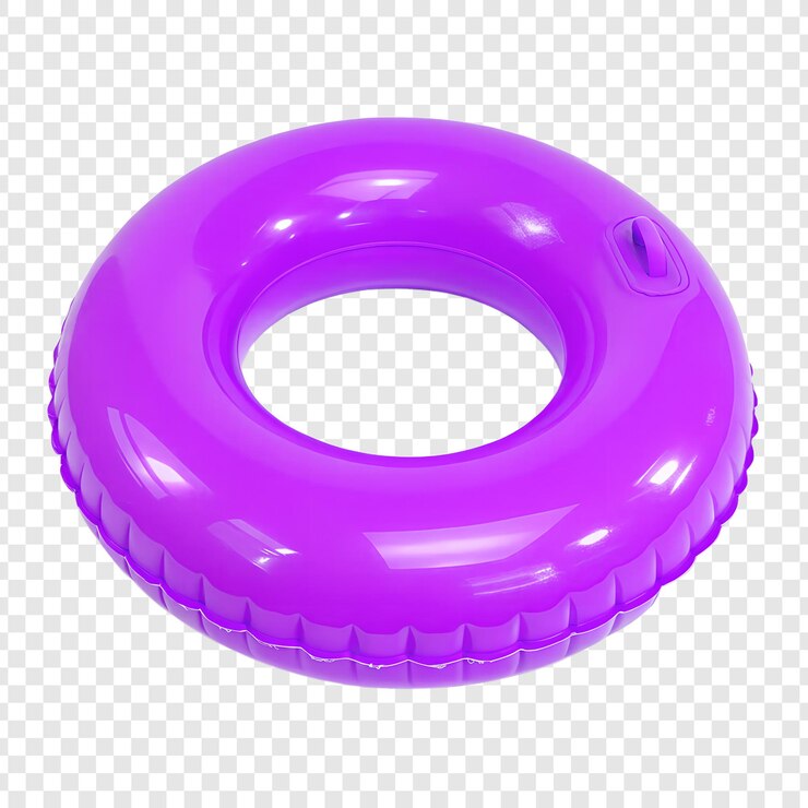 PSD anneau de natation gonflable violet isolé sur fond transparent