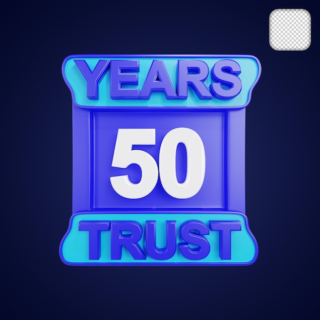 PSD années de confiance 50 ans 3d illustration