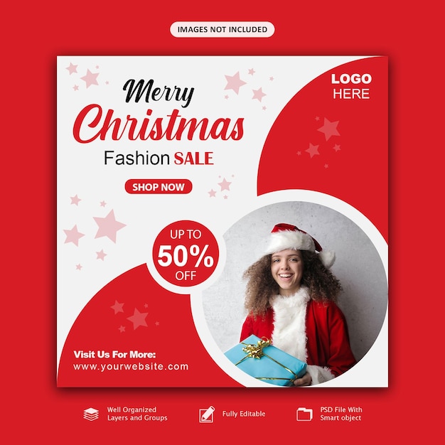 PSD annonces de vente joyeux noël et bonne année et modèle de publication sur les réseaux sociaux