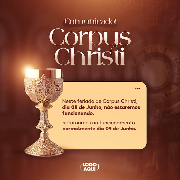 annuncio sui social media corpus domini in portoghese