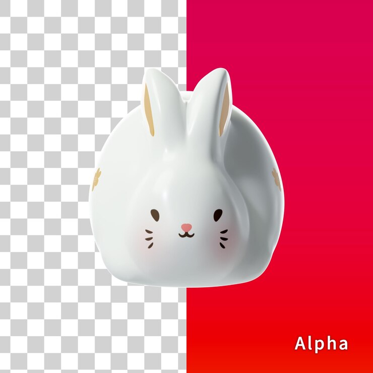 PSD año del conejo blanco 3d render