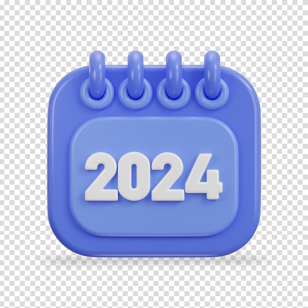 El año de diseño del icono del calendario 3d de 2024