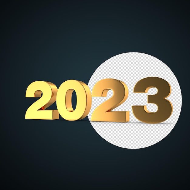 PSD ano novo 3d renderização dourada 2023