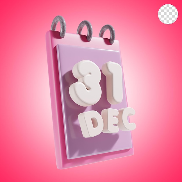 PSD ano novo calendário em tema rosa ilustração 3d