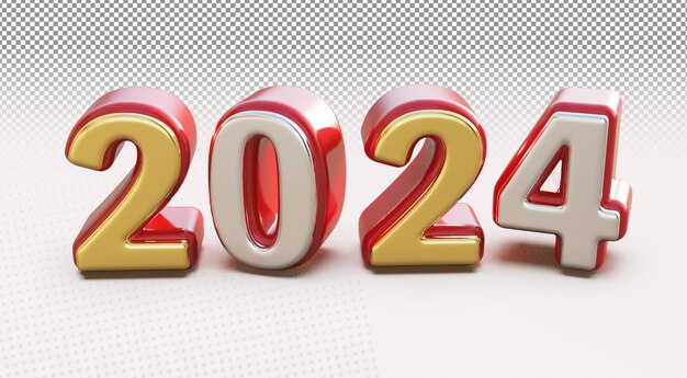 Año Nuevo 2024 Renderización de números en 3D