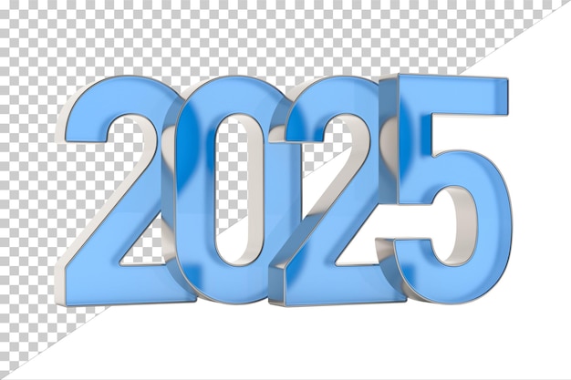 Año nuevo 2025 en fondo blanco Ilustración 3D aislada
