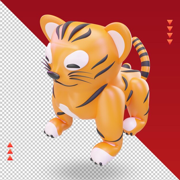 Año nuevo chino 3d representación de icono de tigre vista superior