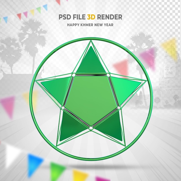 PSD año nuevo khmer con estrellas 3d render