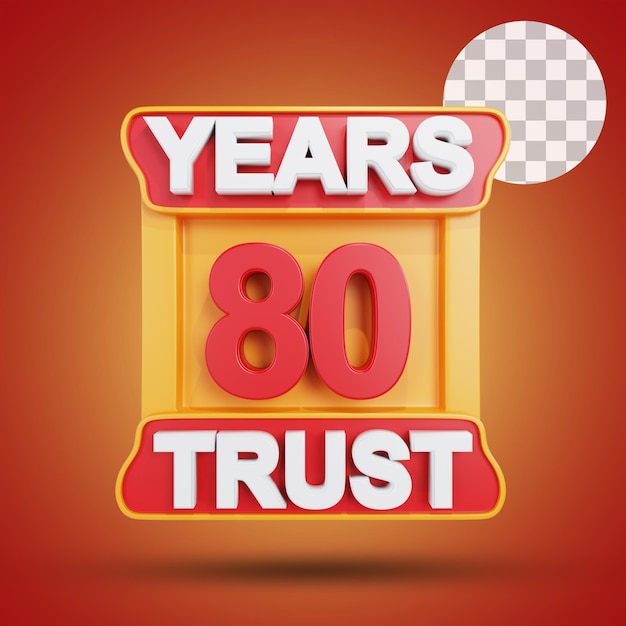 Años de confianza 80 años representación 3d