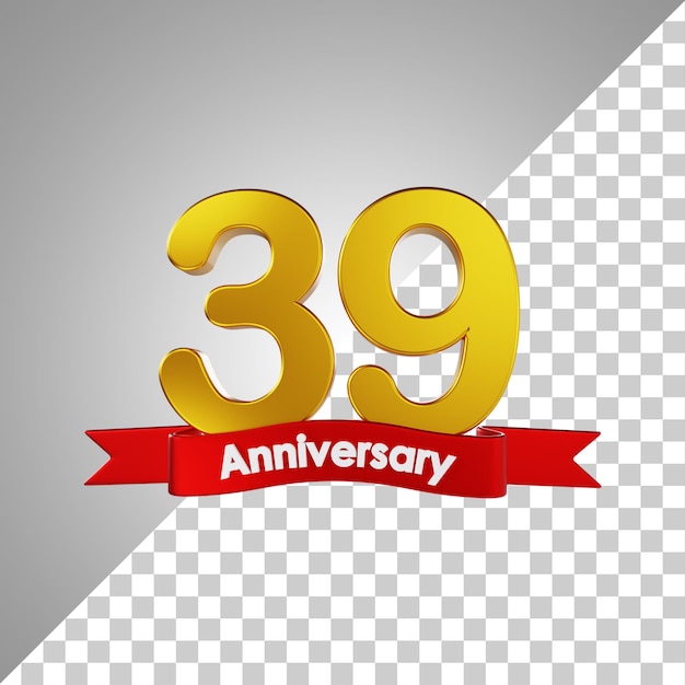 PSD 39 años feliz aniversario número 3d rendering