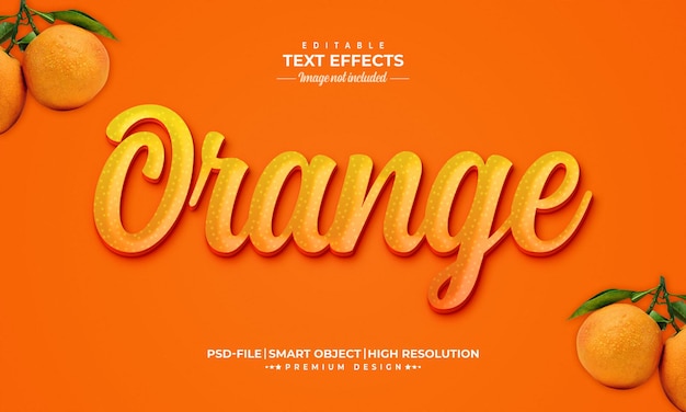 Anpassbare Mockup-Vorlage im Stil von orangefarbenen 3D-Texteffekten