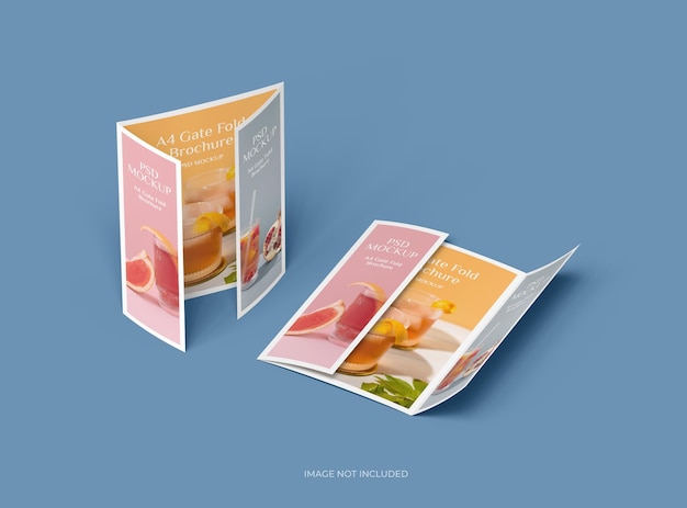Anpassbares A4 Gate Fold Broschüren-Mockup zur Präsentation deines Designs 3D-Rendering