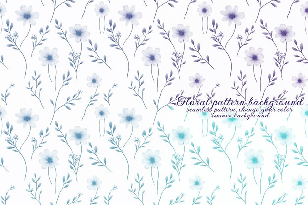 Anpassbares Blumenmuster mit Blau- und Lavendeltönen
