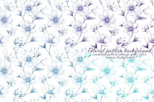 Anpassbares Blumenmuster mit Blau- und Lavendeltönen