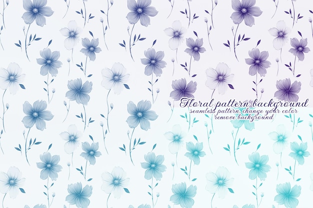 Anpassbares Blumenmuster mit Blau- und Lavendeltönen