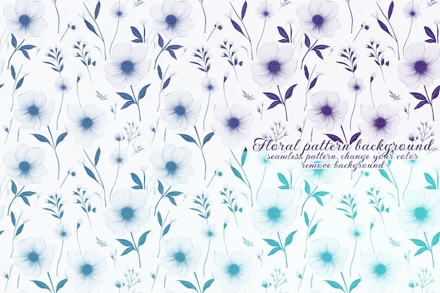 Anpassbares Blumenmuster mit Blau- und Lavendeltönen