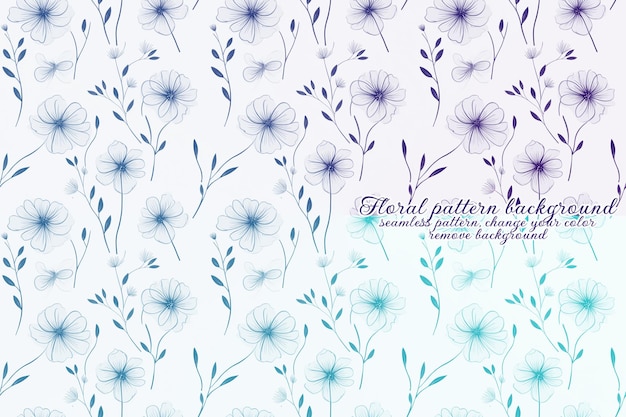 Anpassbares Blumenmuster mit Blau- und Lavendeltönen