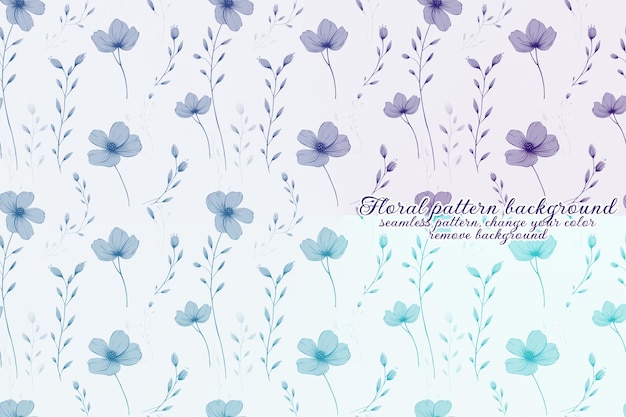 Anpassbares Blumenmuster mit Blau- und Lavendeltönen
