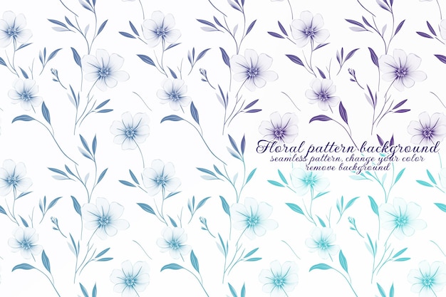 Anpassbares Blumenmuster mit Blau- und Lavendeltönen